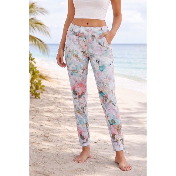 Pam & Gela Pants - Pam & Gela Floral Skinny Pants Size Small‎ Pastel Watercolor Print